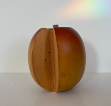 Beautiful vintage boho unusual wood turned apple faux fruit 3" 