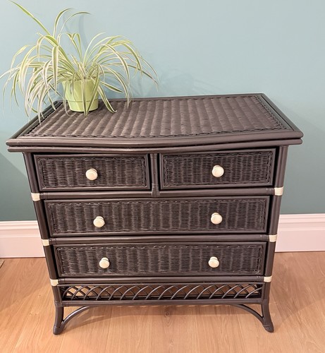 Vintage black bamboo wicker - black,