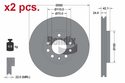 Pcs front brake disc rotos - x2,