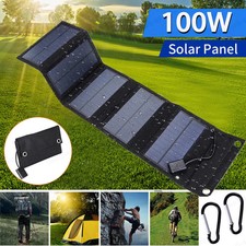 Foldable 100W Solar Panel Solar Panel PowerBank Mobile Phone USB Charger Camping