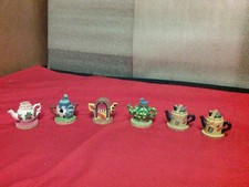6 x Vintage 1996 Collectable Miniature  Tetley Teapots