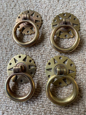 Quality Solid Brass Old Decorative Cupboard Drawer Pull x4
