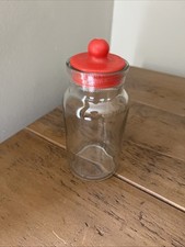 Vintage Clear Glass Sweetie Food Storage Sweets Jar With Red Lid