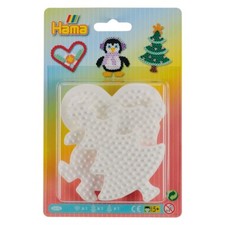 x3 Pack Hama Beads Small Peg Boards Pegboards - Christmas Tree Penguin Heart