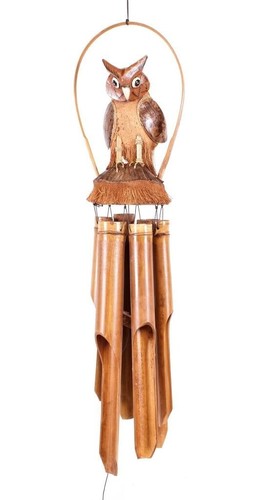Owl bamboo wind chimes - owl,