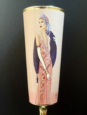 Vintage Clinton’s Art Deco Style Lady Pink & Gold Champagne Wine Glass Flute #1