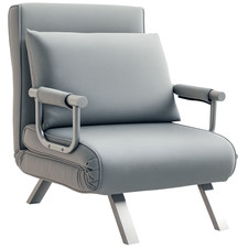 HOMCOM Folding 5 Position Convertible Sleeper Chair Grey, Refurbished