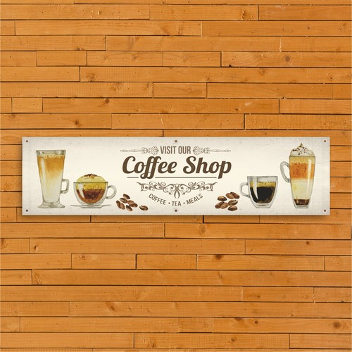 Coffee shop banner heavy duty - banner,