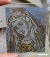Stained Glass lady kiln fired glass insert piece window art religious