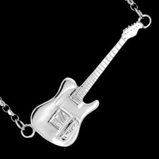 Rick Parfitt Guitar Necklace Sterling Silver Guitar Gift Pendant Music Jewellery