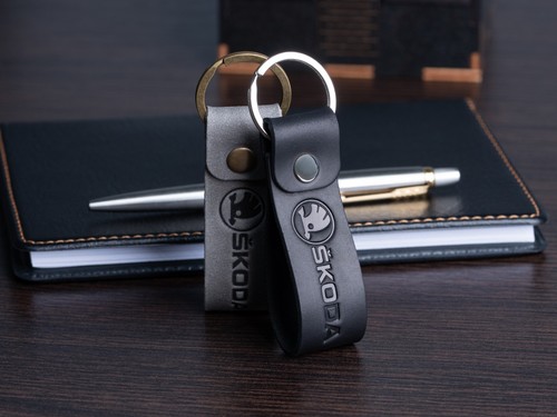 Skoda leather keychain - leather,