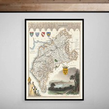 Cumbria Cumberland Map 19th