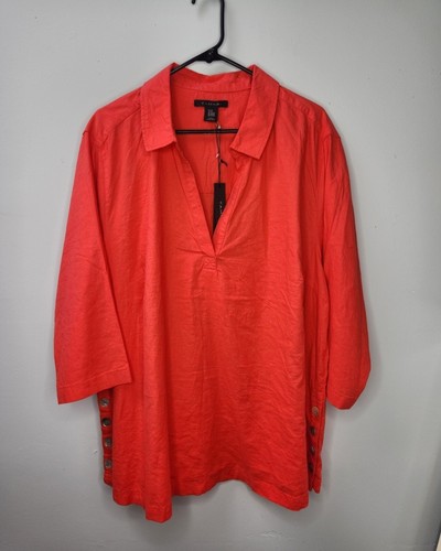 Tahari linen tunic top - linen,