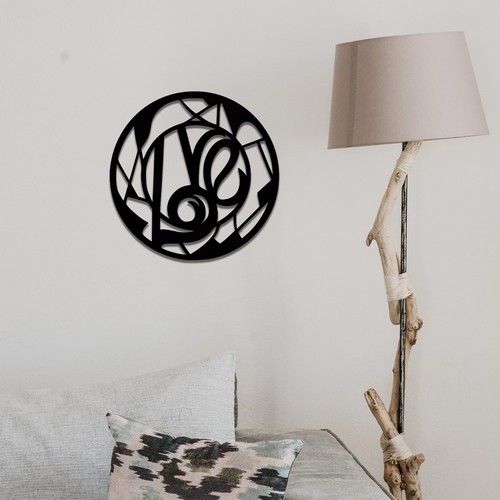 Geometric love circle wood - geometric,