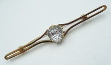 Antique Vintage Victorian Edwardian Clear Paste Heart Center Brooch Original Box