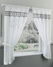 Luxury Sweetheart Black Heart White Voile Window Tieback Window Set With Pelmet