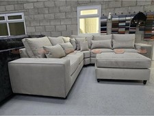 Ark Future Soho 2C2 Corner Sofa w/ Footstool Plush Velvet 5-Seater Coffee Grey