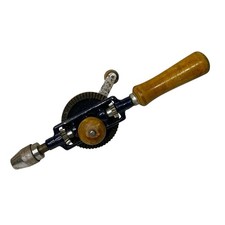 Vintage Hand Drill with Jaw Chuck Manual Woodwork DIY Tool Metal & Wood