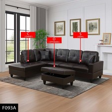 Brown Faux Leather 3-Piece