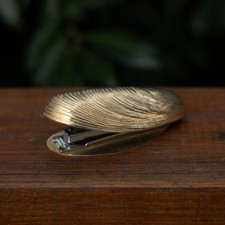 VTG Ted Arnold Brass Oyster Shell Stapler 4.5" Desk Office Beach Nautical Decor