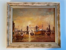 John Parris Oil Painting of Tower Bridge scene. A signed Original