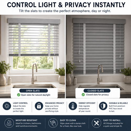 Grey venetian window - grey, blinds