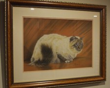 BIRMAN CAT (TABBY SEAL) ORIGINAL PORTRAIT- BEAUTIFULLY DRAWN WITH PASTEL CRAYONS