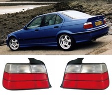 BMW 3 SERIES E36 4DR SALOON RED CLEAR REAR TAIL LAMPS LIGHTS PAIR LEFT RIGHT