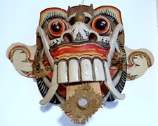 Sri Lankla Devil Dance Mask Wooden Hand painted carved Mirror Vintage