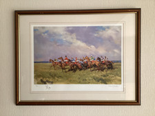 Vintage Framed A Horse Race: Limited Edition Print . Signed . Peter . A . Smith
