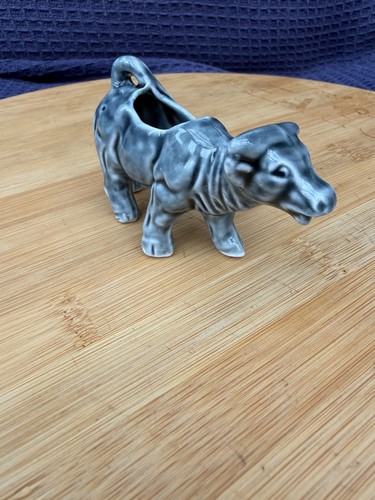 Grey ceramic cow creamer - cow, creamer.