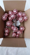 Pink White Stripe Candy Ball Picks 3cm Christmas Tree Decorations on Wire x 30