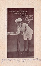 Valentine's Day Romance Bakery Sexy Baker Girl Sugar Sweets Vtg Postcard C47
