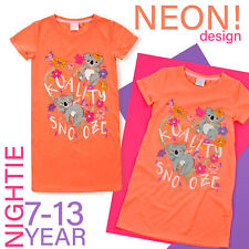 Girls Kids Nightwear Nighshirt Nightie Neon Novelty Print Nightie Summer 7-13 Yr