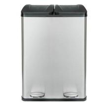 Habitat 55L 2-Compartment Steel Recycling Bin Pedal Operated Bin Lid Glued Hinge