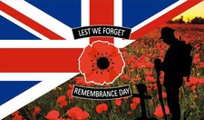 Soldier with poppy remembrance
