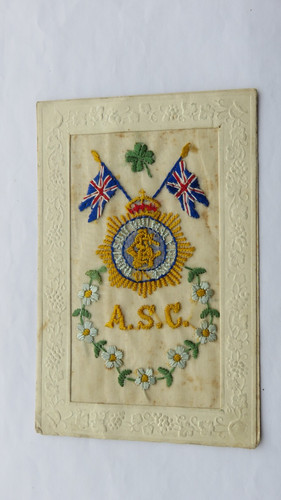 Postcard ww1 silk army - postcard, silk,