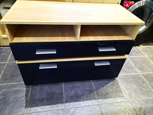Black light wood tv - light, stand