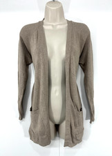M&S Beige Taupe Soft Thin Knit Women's Open Front Cardigan Shrug UK 8 10 S
