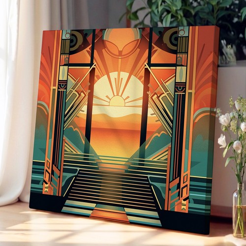 Sunrise art deco - sunrise, canvas
