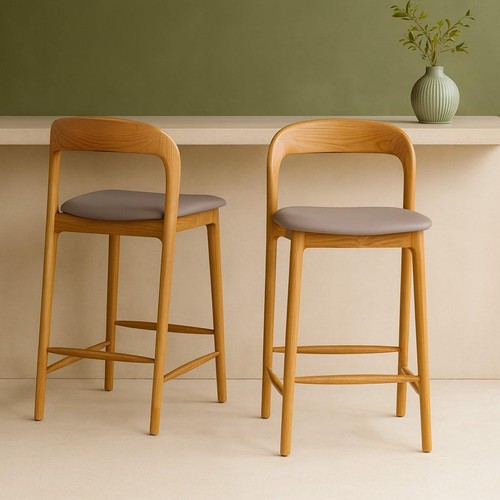 Grey leather seat oak - seat,