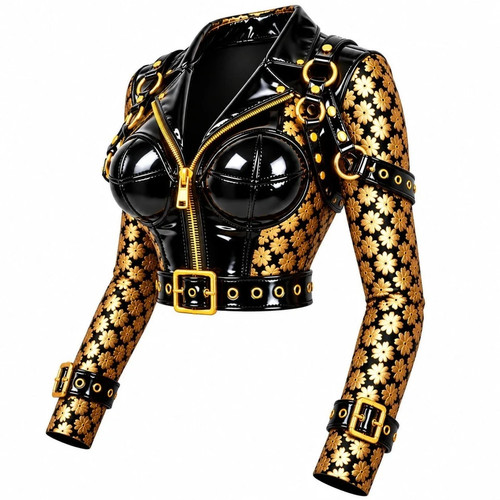 Glossy pvc vinyl jacket - pvc, black