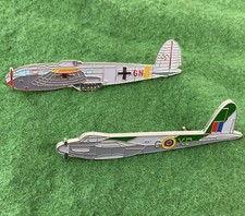 Atlas Editions Aircraft Badge Twin Set Warplane Heinkel Mosquito Double Pin UK 