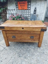 Original Vintage Butchers Block And Stand