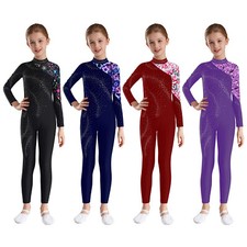 Kids Girls Jumpsuit Acrobatics Rompers Performance Leotard Ballet Unitard Gym