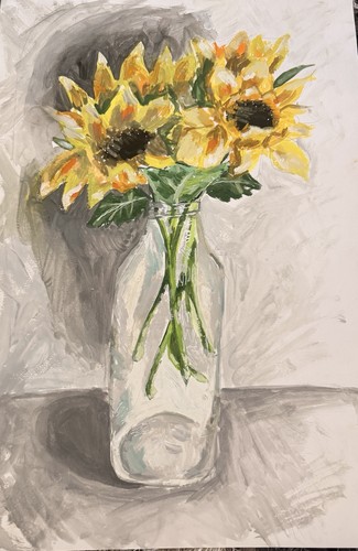 Still life sunflowers - still, glass