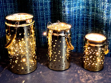 Set of 3 Gold Hanging LED