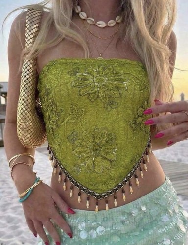Green floral lace - lace, sequin