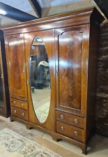 Edwardian Mahogany Inlaid Three Door Wardrobe