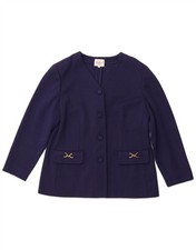 LUISA SPAGNOLI Womens Cardigan Sweater UK 16 Large Navy Blue Virgin Wool DP15